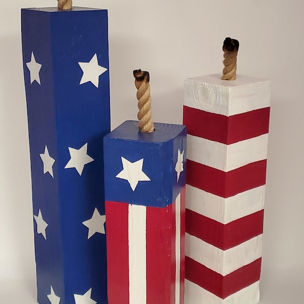Firecrackers, Red White and Blue Firecrackers, Patriotic Decor, Patriotic theme, USA, House warming gift