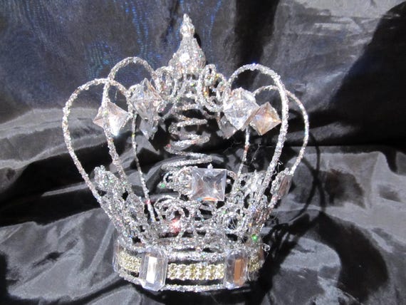 Silver Glittered CHRISTMAS CROWN, Tree Topper, Rhinestones, Decoration, Centerpiece, Christmas Decor, Shabby Chic, Victorian
