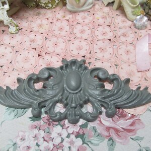 Gray Pediment WALL DECOR, Ornate Design, Hand Molded, Plaster, Hand Painted, Door, Frame Topper, Shabby Chic, Cottage, Home Decor
