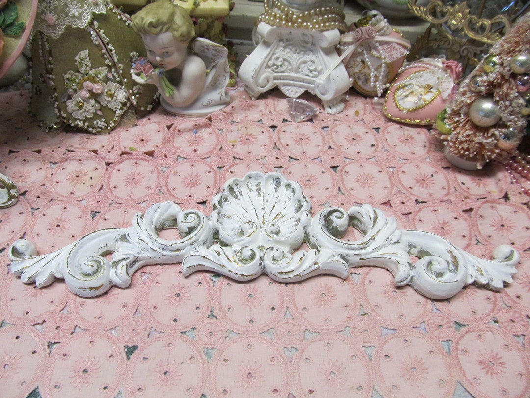 White Ornate Wall Pediment WALL DECOR Hand Painted Etsy