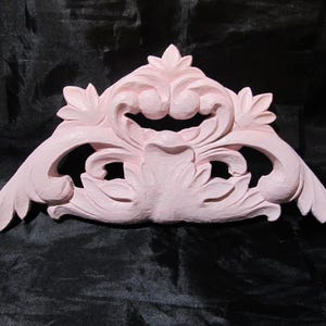 Pastel Pink Ornate WALL PEDIMENT, Wall Decor, Lightweight Resin, Frame Topper, Shabby Chic, Cottage Decor, Victorian