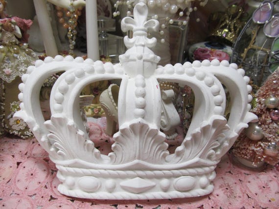 All White CROWN Wall DECOR, Hand Painted, Resin, Shabby Chic, Cottage Chic, French Decor, Crown Decor