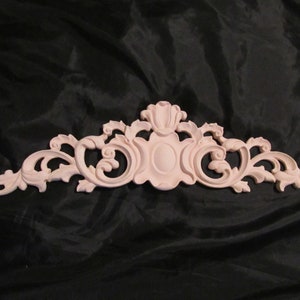 Pink WALL PEDIMENT, Pink Chalk Paint, Hand Painted, Hand Molded, Door Topper, Frame Topper, Cottage Decor, Chic Decor, Victorian