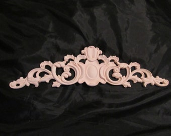 Pink WALL PEDIMENT, Pink Chalk Paint, Hand Painted, Hand Molded, Door Topper, Frame Topper, Cottage Decor, Chic Decor, Victorian