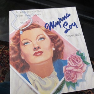 Vintage Myrna Loy Paper Doll Cut-Out Book, 8 Pages of Glamorous Clothes, Punch Out Cardboard Dolls, Movie Queen, Hollywood, Childrens Toys