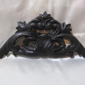 Black Ornate WALL PEDIMENT, Wall Decor, Lightweight Resin, Frame Topper, Shabby Chic, Cottage Decor, Victorian