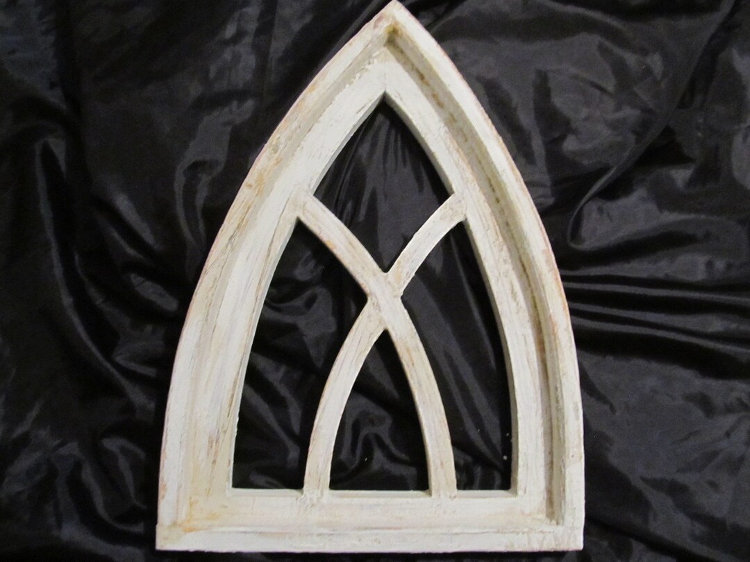 Vintage White Cathedral Arch Wall Decor Thick Wood Etsy UK
