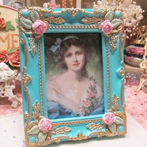 Aqua und Gold verzierter Fotorahmen 5x7 Foto handgeformt und | Etsy