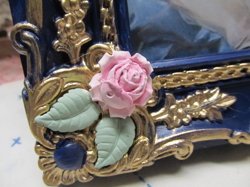 Navy Blue and Gold Ornate Photo Frame 5x7 Photo Hand Molded Etsy