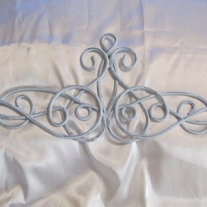 Shabby Chic Pastel BLUE PEDIMENT Wall Decor, Metal, Scroll Design, Distressed, Door Topper, Frame Topper, Cottage, Romantic Home Decor,