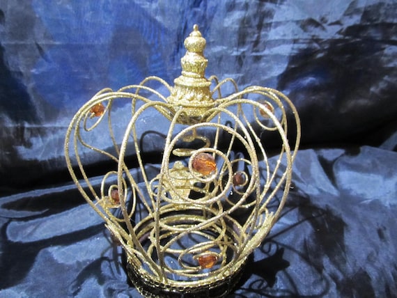 Gold Glittered CHRISTMAS CROWN, Tree Topper, Decoration, Centerpiece, Christmas Decor, Shabby Chic, Victorian