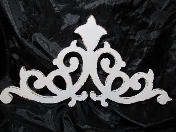 White Pediment, Door or Frame Topper, WALL DECOR, Wood, Distressed, Shabby Chic, Cottage, Romantic Home Decor, White Chic, French, Country