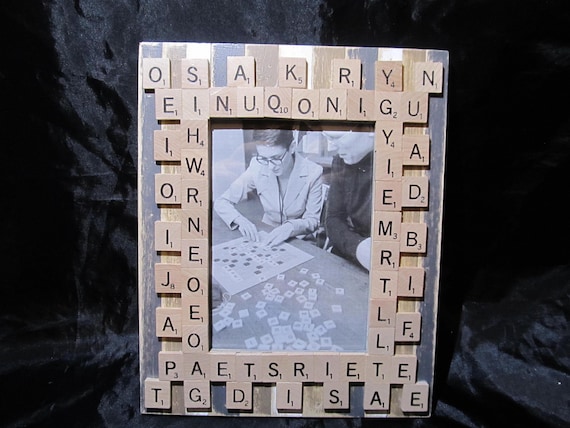 PHOTO FRAME with Scrabble Letters, 5"x7",  Wood, Tabletop, Wall Use, for Scrabble Game Enthusiast