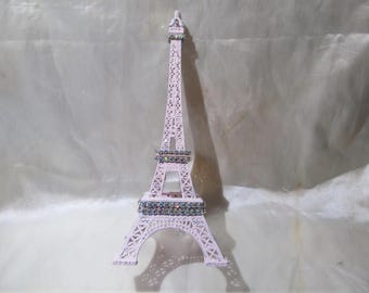 Pink EIFFEL TOWER,  Iridescent Rhinestones, Metal, Shabby Chic, French, Paris Home Decor, Bling!