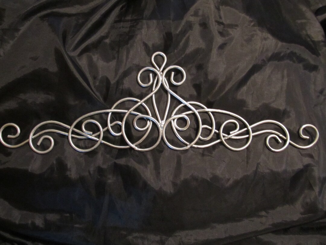 Silver WALL PEDIMENT Wall Decor, Metal, Scroll Design, Door Topper