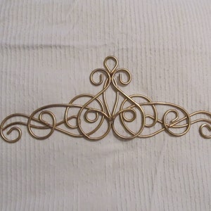 GOLD WALL PEDIMENT Wall Decor, Metal, Scroll Design, Door Topper, Frame Topper, Cottage, Romantic Home Decor, Gold Home Decor