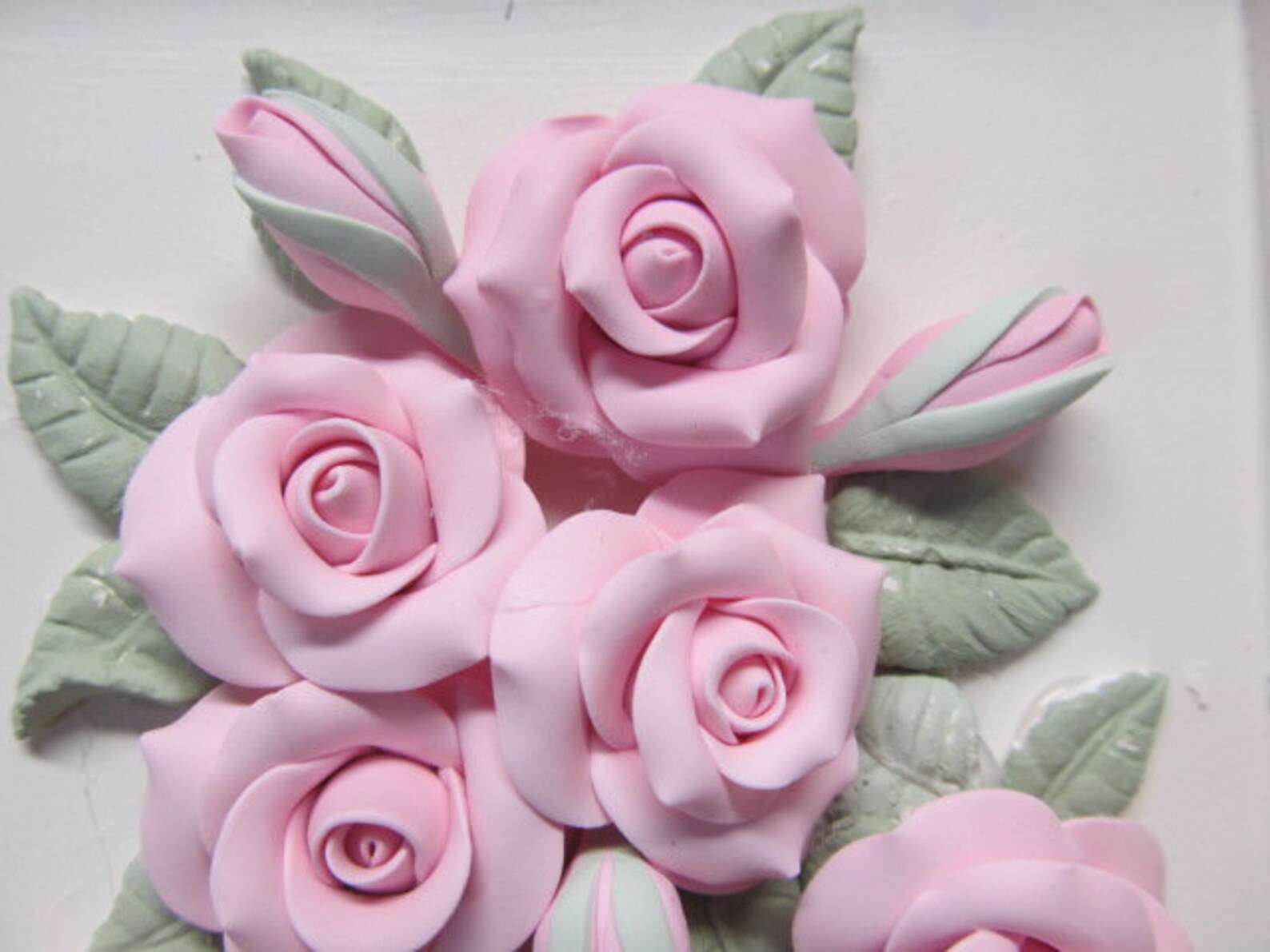 Large White Ornate FRAMED ROSES Wall Decor Resin Frame Pink Etsy