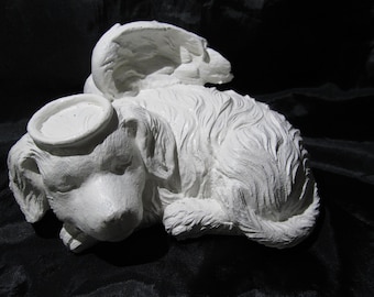 Outdoor Dog Angel MEMORIAL MARKER, Monument, Resin, Weatherproof, Garden Ornament, Puppy Angel, Pet Grave Marker, Statuary,Puppy In Wings