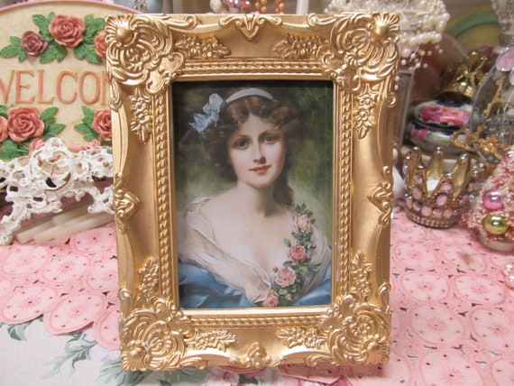 Gold Ornate PHOTO FRAME, Hand Molded, 5"X7"Photo, Shabby Chic Decor, Cottage Chic, Romantic Home Decor, Home Decor