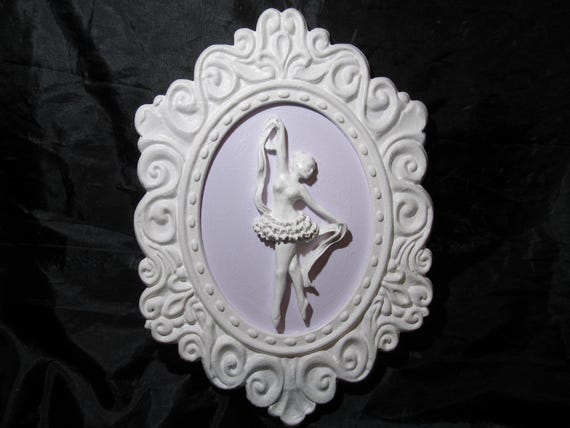 White Ballerina Ornate WALL DECOR, Lavender Oval, Shabby Chic Decor, Cottage Decor, Victorian, Lavender Room  Decor, Girls Room Decor