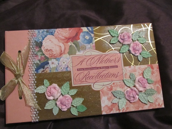 A Mother's Family Memory Keeper, Added Pink Roses, Many Pages for Family History, Shabby Chic, Cottage, Cabbage Roses