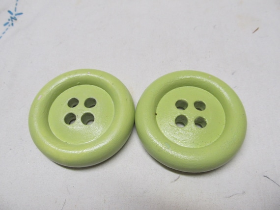 2 Button Magnets, Lime Green, Hand Molded, Hand Painted, Fridge Magnet, Sewing Room, Craft Room. Magnet Board