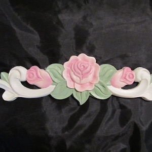 Pink Rose Wall Pediment, WALL DECOR, Topper, Handmade, Hand Painted, Shabby Chic, Cottage, Pink Rose Decor, Romantic Home Decor
