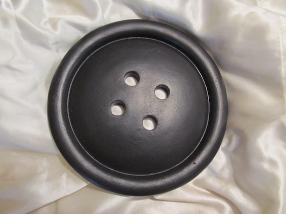 Black BUTTON Wall DECOR, Hand Molded, Hand Painted, Shabby Chic, Cottage, Craft Room Decor, Sewing Room Decor