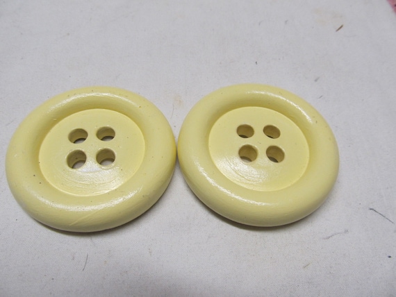 2 Button Magnets, Yellow, Hand Molded, Hand Painted, Fridge Magnet, Sewing Room, Craft Room. Magnet Board