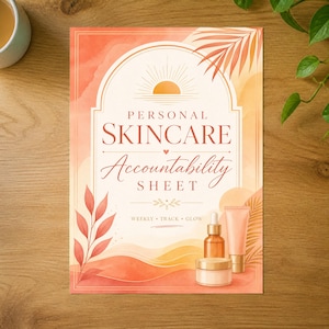 Fiche de suivi des soins personnels (à imprimer), Suivi hebdomadaire de votre routine beauté, Journal d'engagement pour prendre soin de soi, Bien-être en esthéticienne