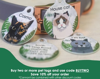 Cat Tag with Foggy Forest Design for Cats Collar