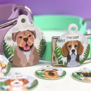 Foggy Forest Dog ID Tag  Premium Pet Tags Personalised Colourful ID Tags for Dogs Outdoor Waterproof Dog Name Tags Custom Printed Pet Tag