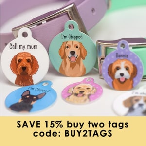 Dog Tag Dog Collar Tag Personalized Dog Tag Custom Dog Collar Tag Dog ID Tag Dog Name Tag Colourful Pet Tag Illustrated Metal Pet Tag