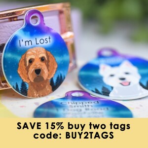 Personalised dog tag with fully illustrated dog image personalized pet ID medal for collar custom breed premium tags pals with paws
