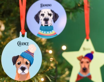 Dog Christmas Tree Decoration, Dog Ornament Pet Lover Gift, Pastel Christmas Decor, Dog Portrait Tree Decoration