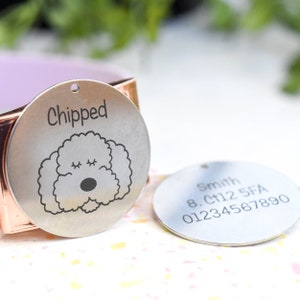 Dog Tag Engraved, Personalized Pet Tag Puppy Name ID Round Tag, Collar ID Tags for Dogs, Cartoon Dog Tag