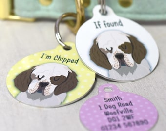 Clumber Spaniel Dog ID Name Tag for Collar