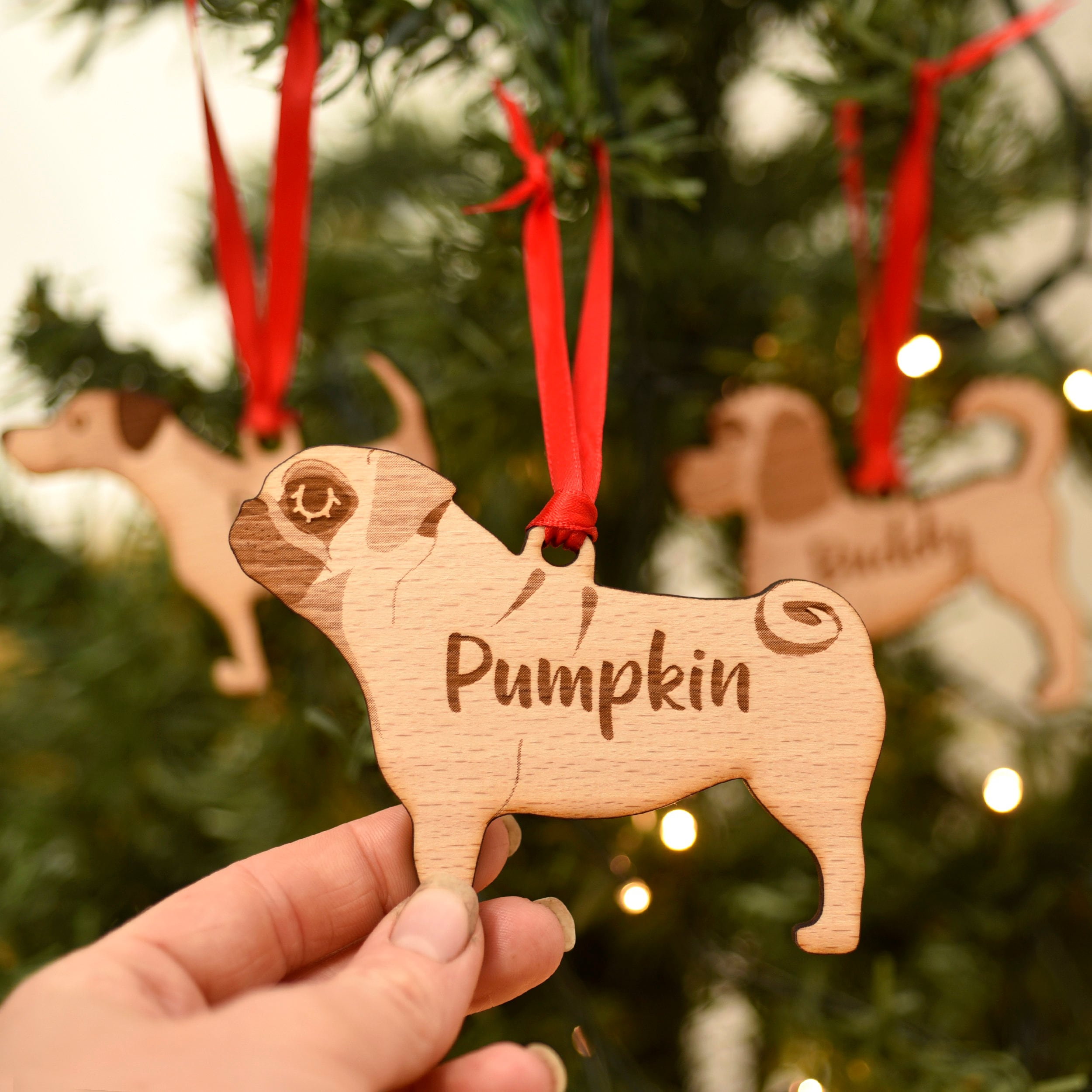 American Bulldog Christmas Tree gift Personalised Dog Wooden Oak Decoration