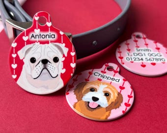Dog Tag Love Hearts Custom Name ID | Heart Strings Pet ID