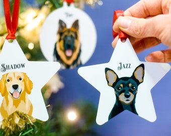 Dog Christmas Tree Bauble Personalised Christmas Ornament with Dog Illustrations