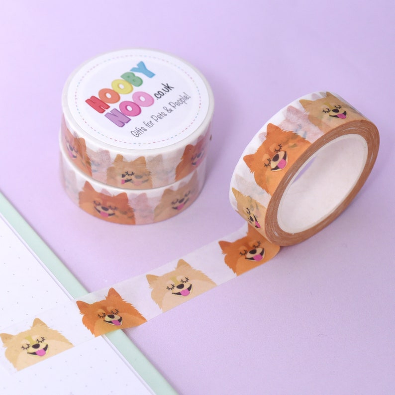 Pomeranian Dog Washi Tape, Eco friendly Tape, Stationery, Bullet Journal, Planner, Decorative Tape, Scrapbooking, Dog, Dogs image 4