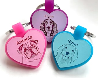 Silent Silicone Dog Tag Pastel Heart Shaped Collar ID Tag