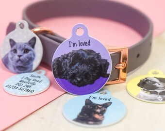 Custom Pet Photo Dog ID Tag, Personalised Photo Pet Name Tags