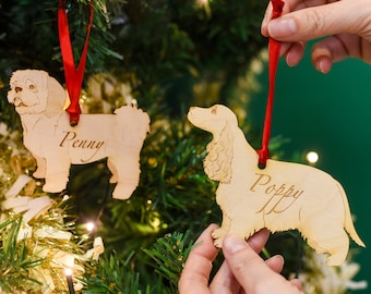 Dog Christmas Ornament Traditional Wooden Decoration for your Xmas Home Decor Custom Dog Seasonal Tree Gift