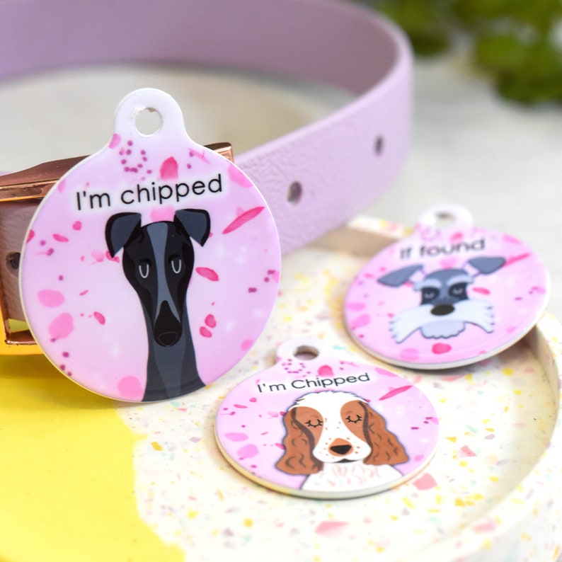 Dog Tag Custom Dog ID Tags Cherry Blossom Dog Tag Dog Collar Tag Personalized Custom Dog Collar Dog ID Tag Dog Name Tag Colourful Pet Tag image 3