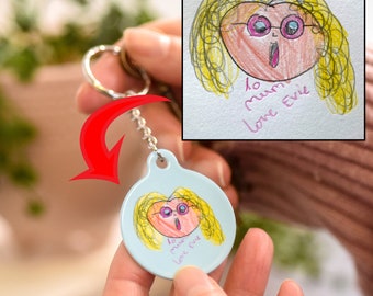 Father's Day Gift Child's Drawing Keyring Custom Illustrated Gift from Younger Child