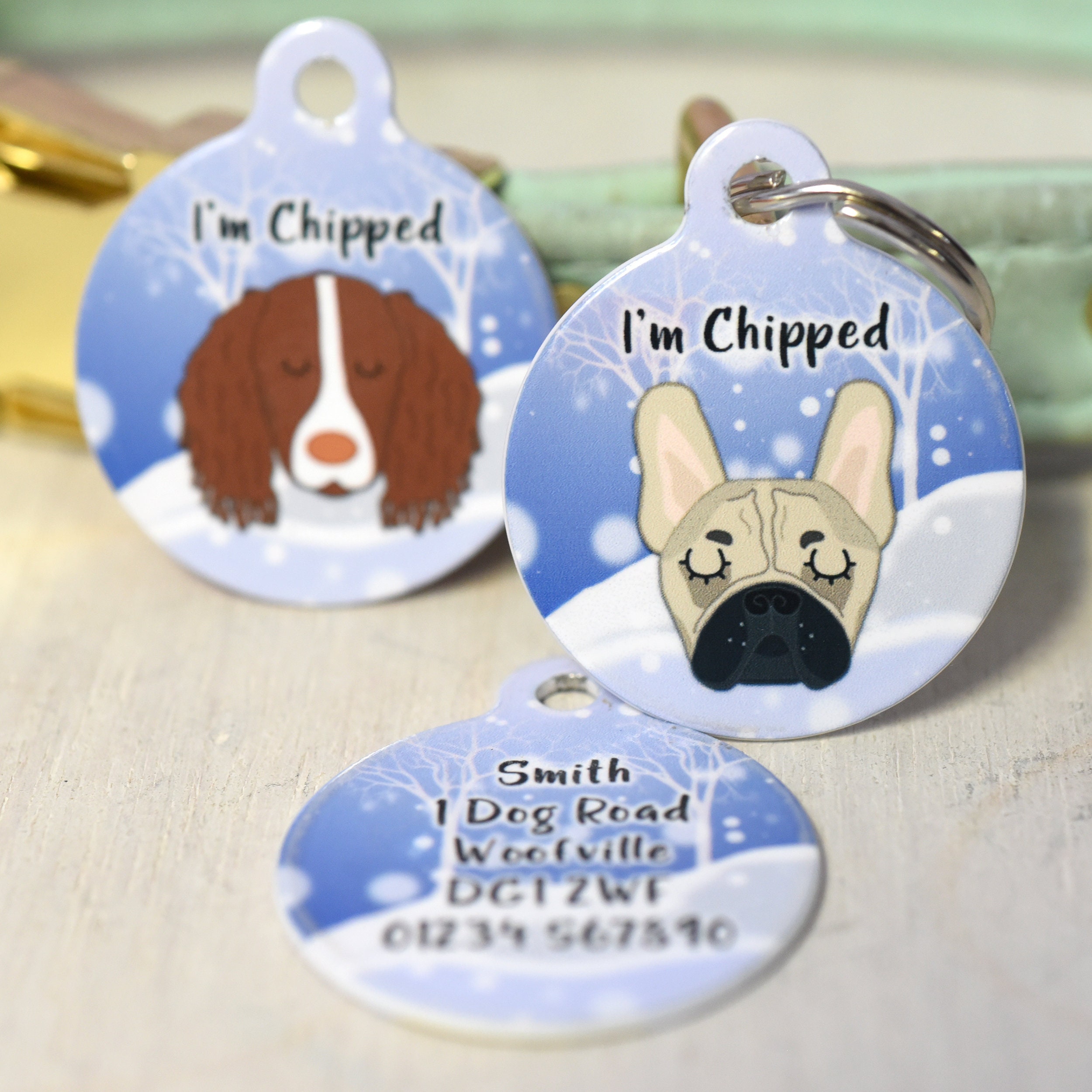 Winter Dog ID Tag Personalised Christmas Dog ID Tag Dog Etsy