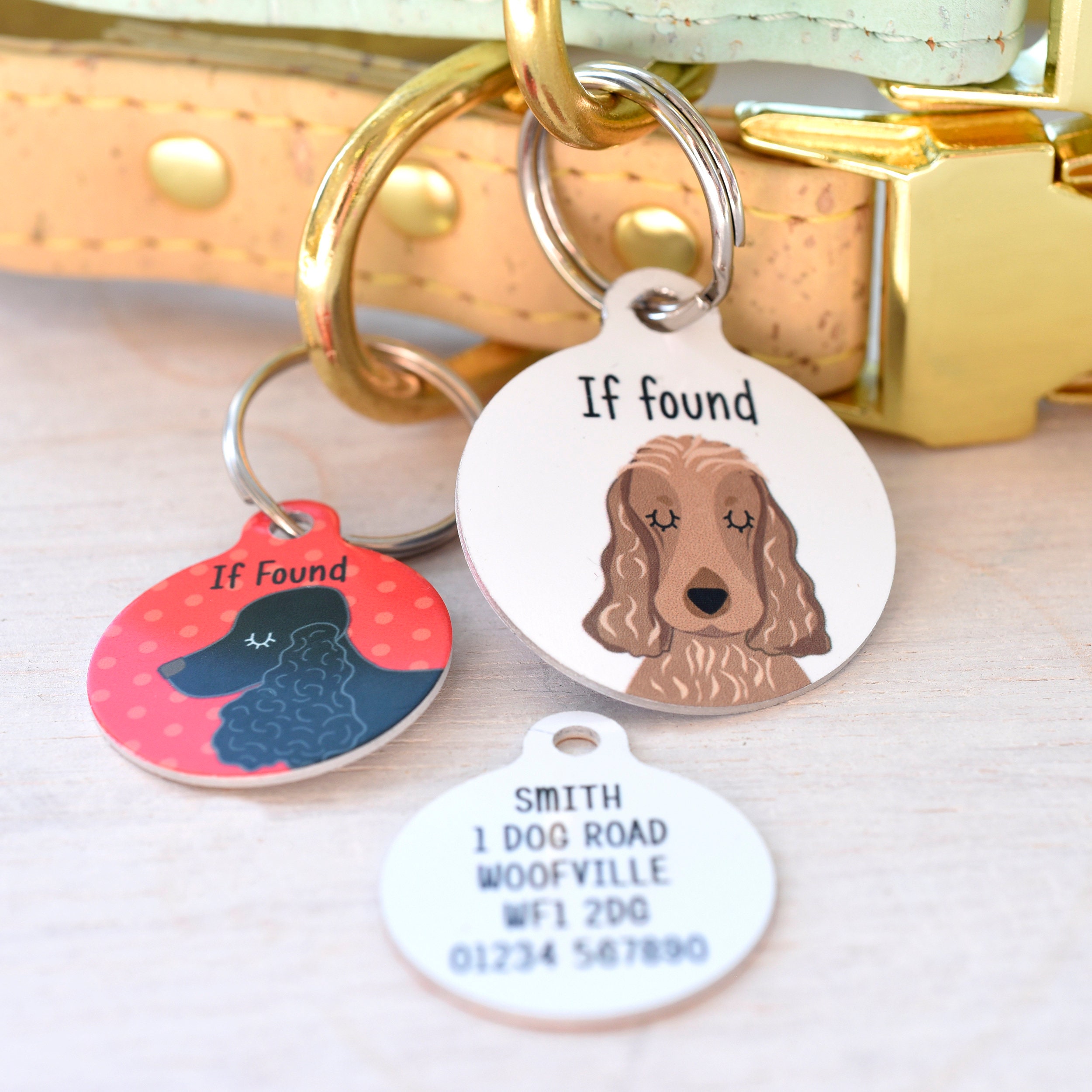 - Engraved FREE Charm Personalised Cocker Spaniel Dog ID Tag 12 Keyring