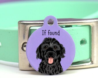 Labradoodle Dog Tag, Personalised Dog ID Collar Tags, Colourful, Bespoke Design with Illustration