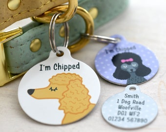 Personalized Poodle Dog ID Tag, Custom Pet Tag